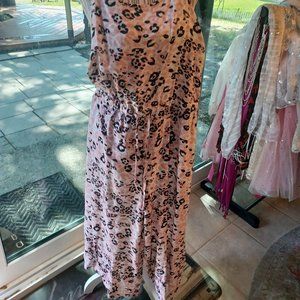 Pink leopard spaghetti strap jumpsuit